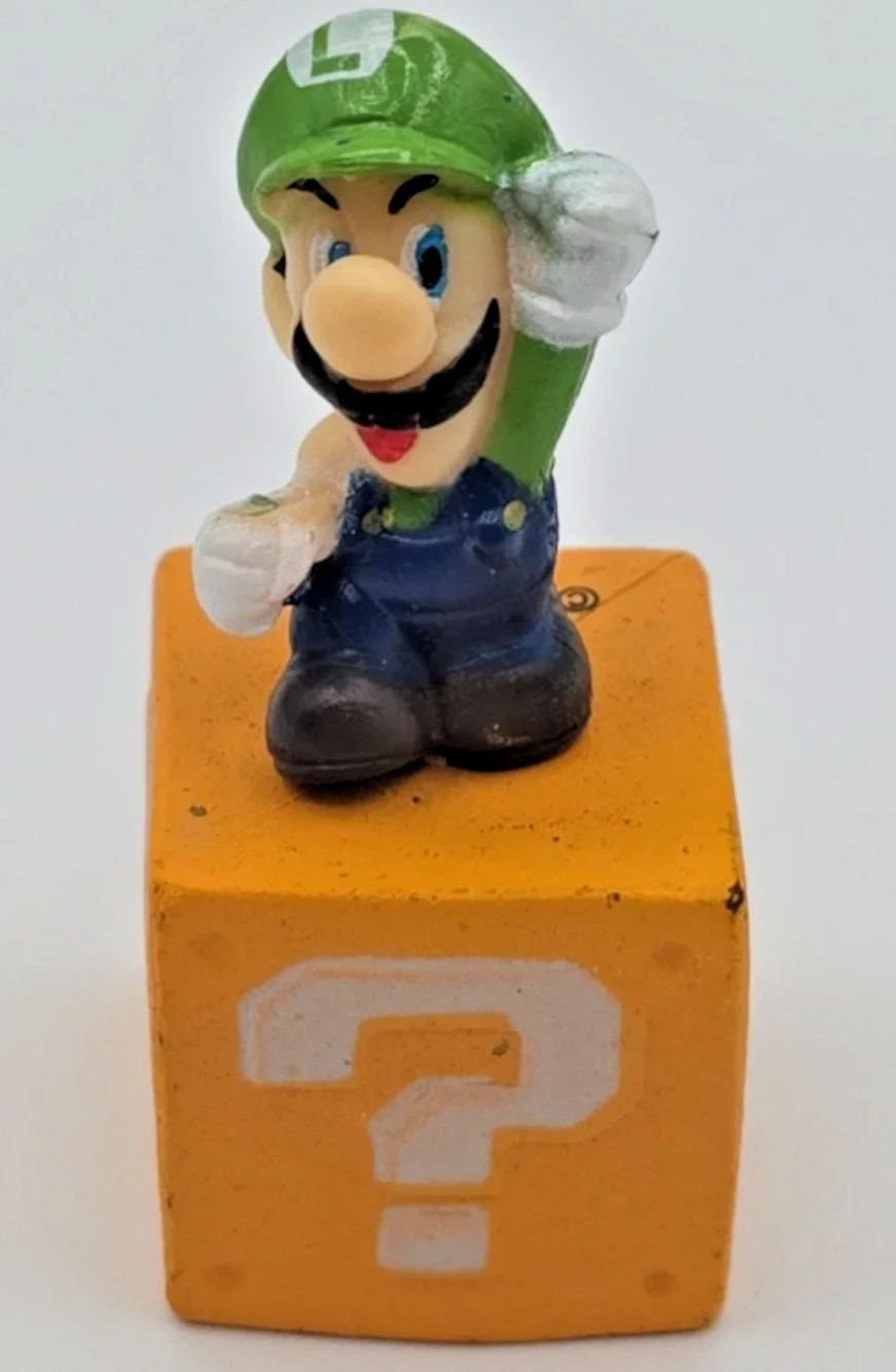 Nintendo Super Mario Luigi Mini Figurine Question Mark Box Cake Topper